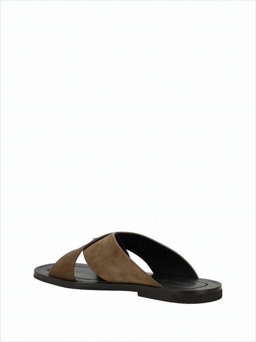 Prada Brown Calf Leather Mule Sandals
