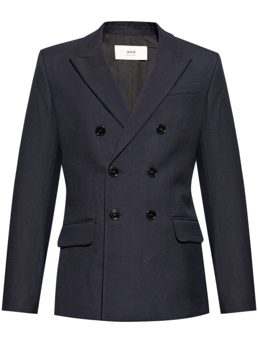Ami Navy Blue Double-Breasted Blazer