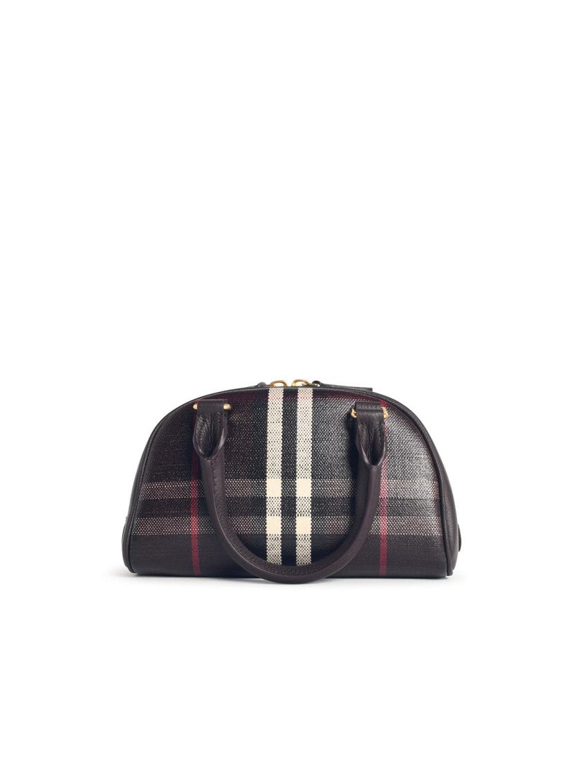 Burberry 'Bowling Highlands' 'Rosso Mahogany' Cotton Blend Mini Bag