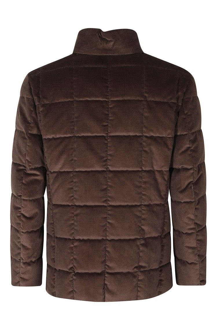 Fay Caffè Quilted Velvet Down Jacket
