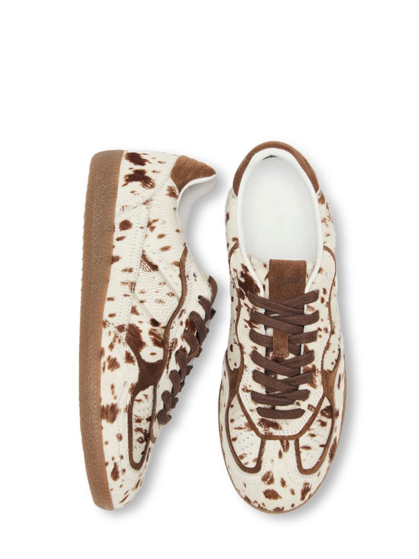 Alohas Low-Profile Soft Camel Leather Sneakers With Distinctive Spotted Pattern