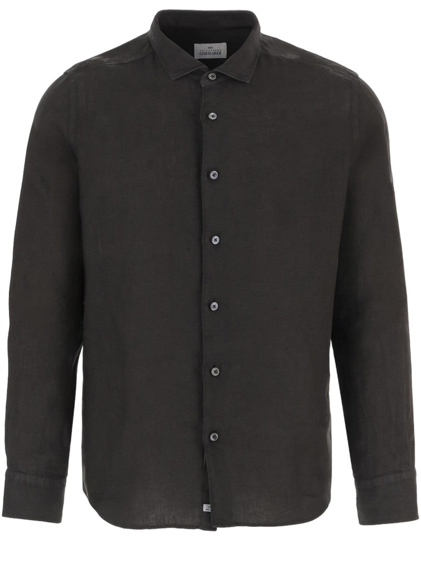 Gherardi Linen Long-Sleeve Shirt With Classic Collar