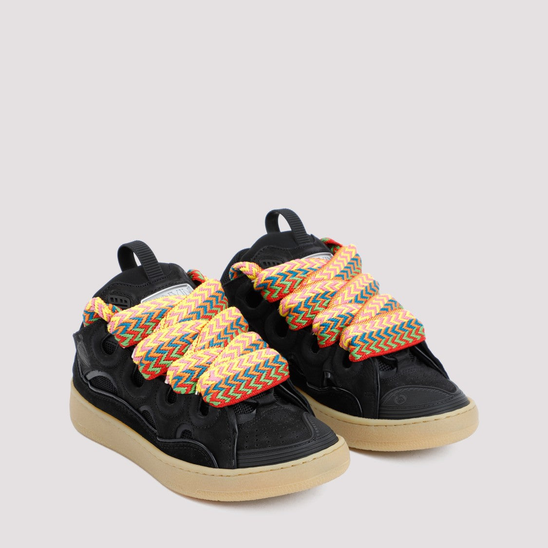 Lanvin Curb Sneakers With Multicolor Lace-Up Detail
