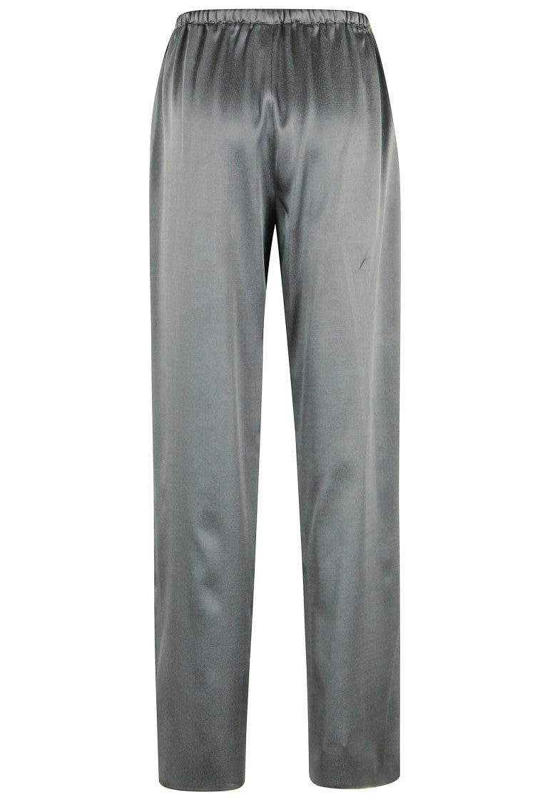 Alysi Wide Straight Leg Satin-Finish Pants With Adjustable Waist