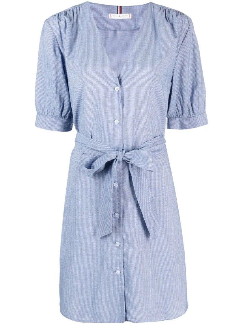 Tommy Hilfiger Textured Midi Dress With Button-Down Front
