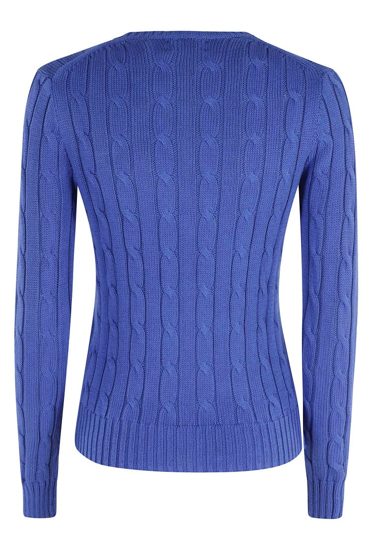 Polo Ralph Lauren Blue Long Sleeve Ribbed Round-Neck Cotton Sweater