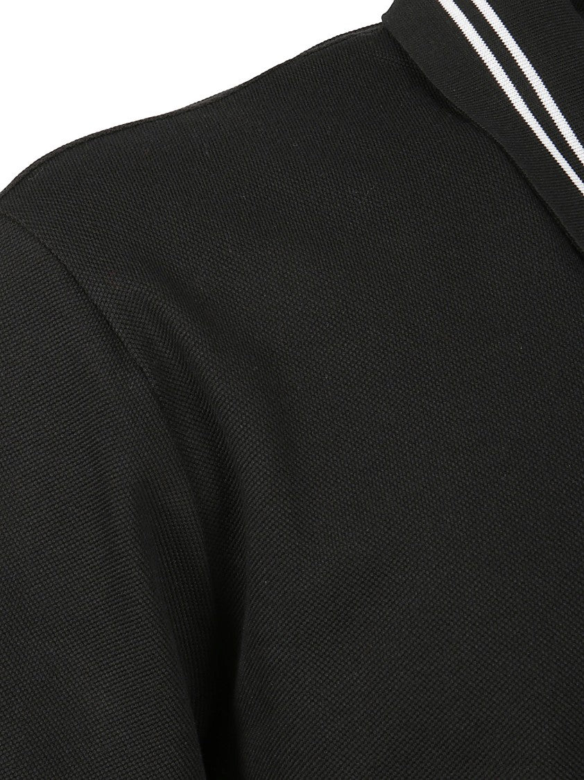 Alexander Mcqueen Black T-Shirt With Stripe Detail And Button Fastening