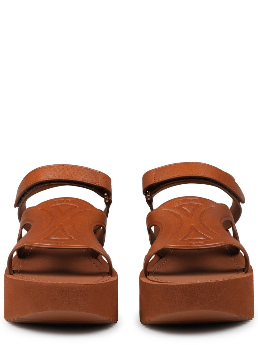 Celine Sunny Platform Cut-Out Calf Leather Sandals