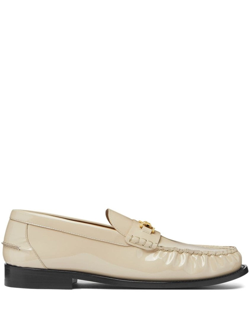 Versace Light Beige Patent Leather Slip-On Shoes