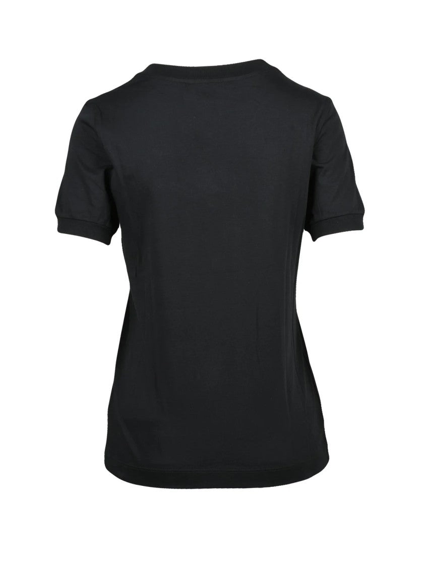 Dolce & Gabbana Black Gold Emblem Crew Neck Cotton T-Shirt