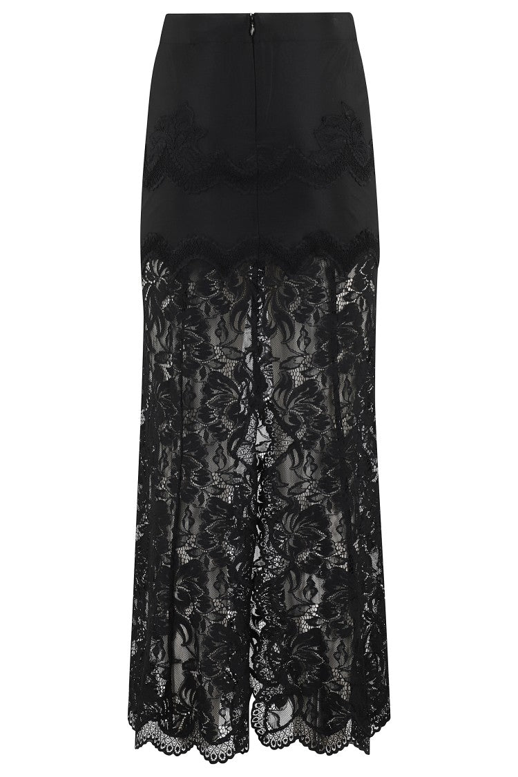Rabanne Jupe Fitted Black Lace Overlay Skirt