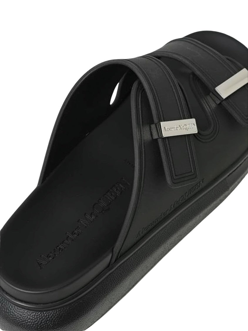 Alexander Mcqueen Sleek Black Rubber Mules