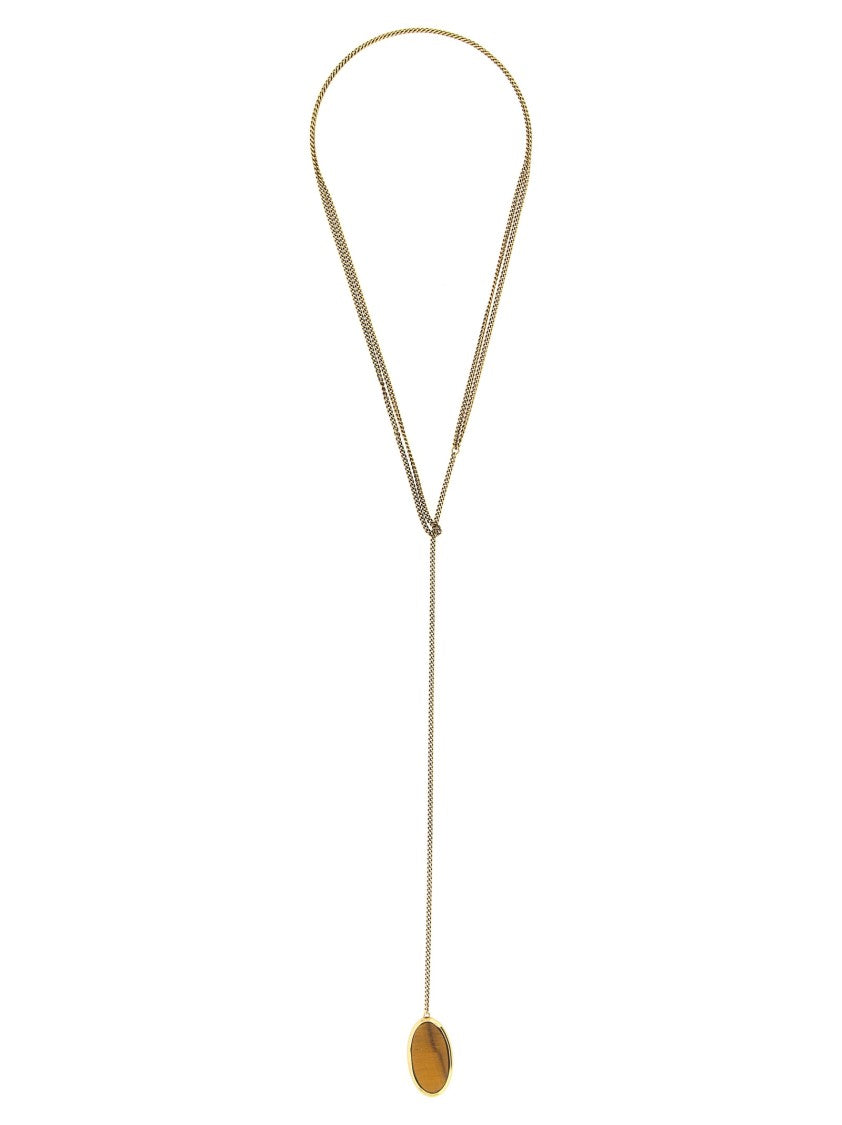 Dries Van Noten Handmade Brass Chain Necklace With Polished Oval Pendant