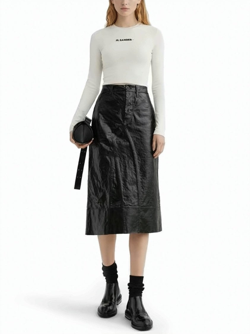 Jil Sander Long-Sleeved Cropped Top With Design