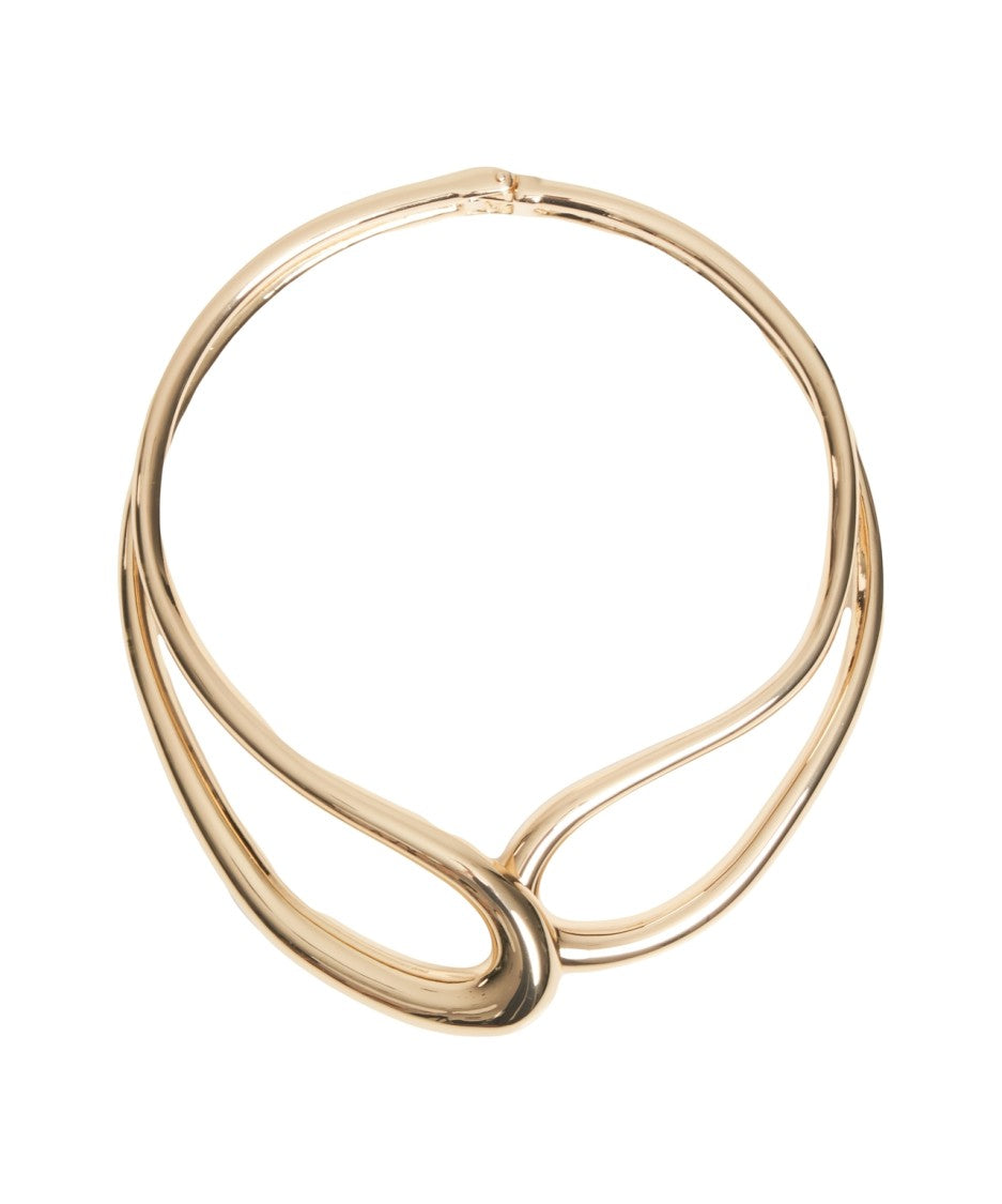 Erika Cavallini Intertwined Gold Metal Girocollo Necklace With Knot Detail