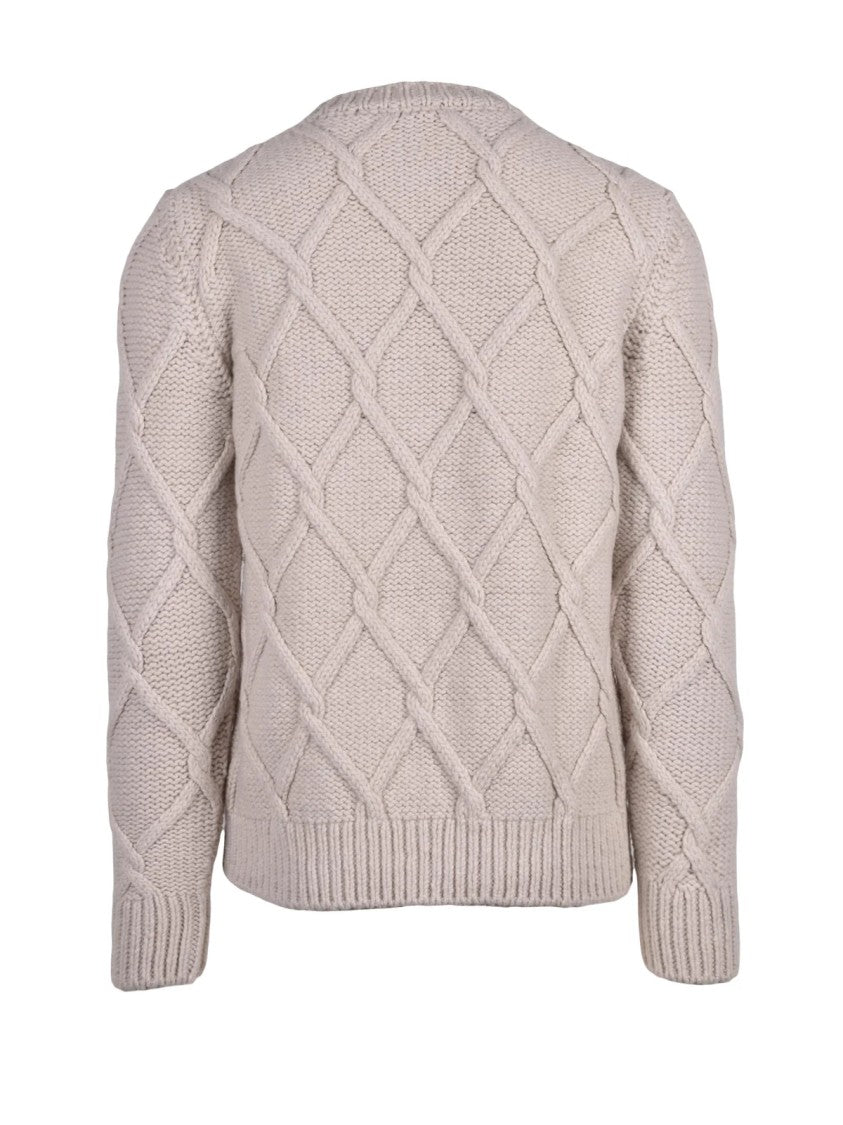 Eleventy Textured Wool Crewneck Sweater With Versatile Appeal