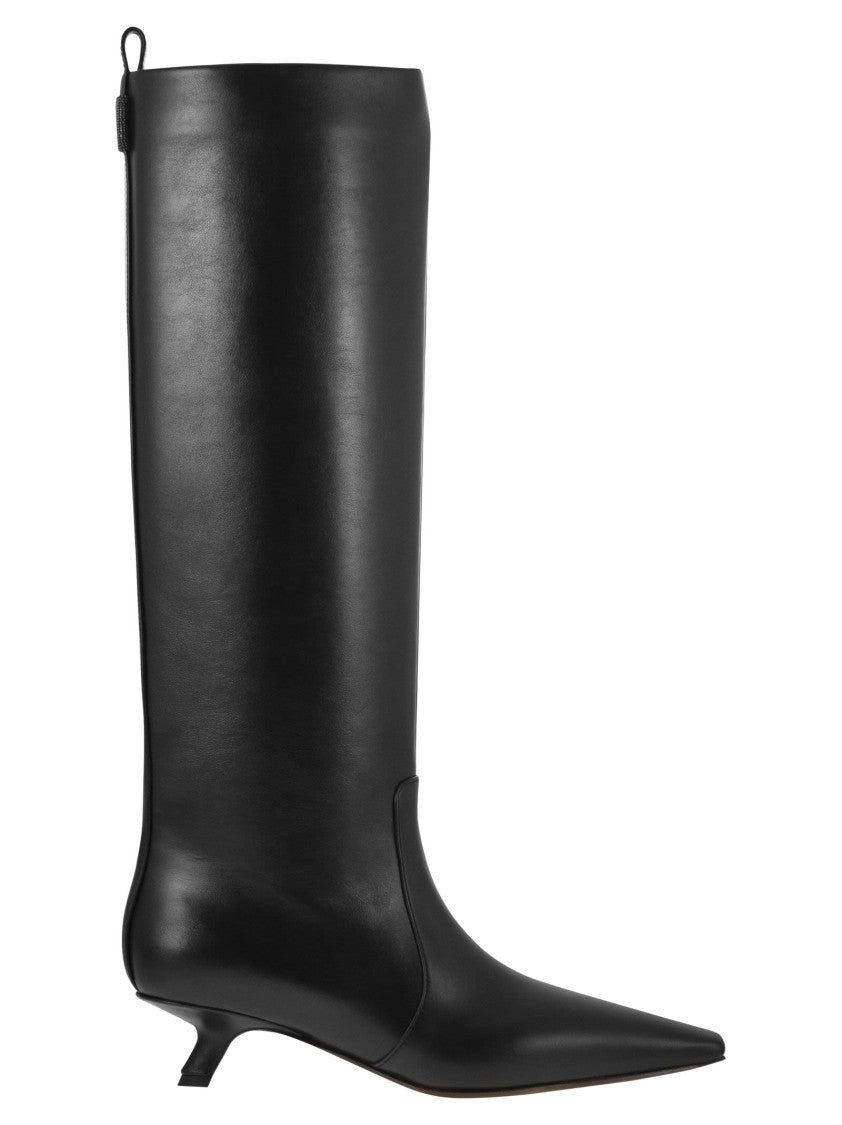 Brunello Cucinelli Nappa Leather Boots With Shiny Loop Detail