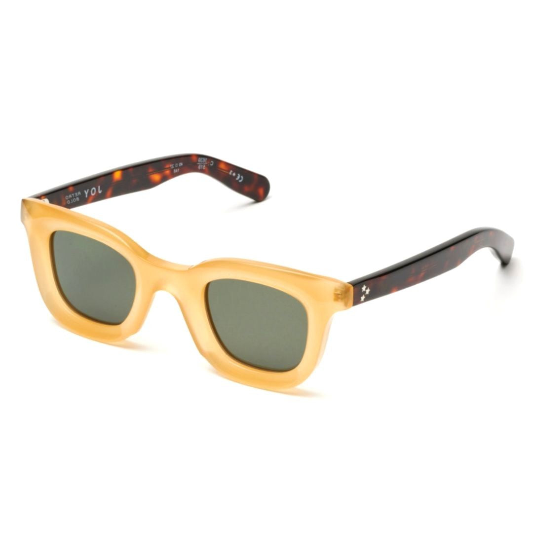 Kador Joy Translucent Amber Square Sunglasses With Tortoiseshell Arms