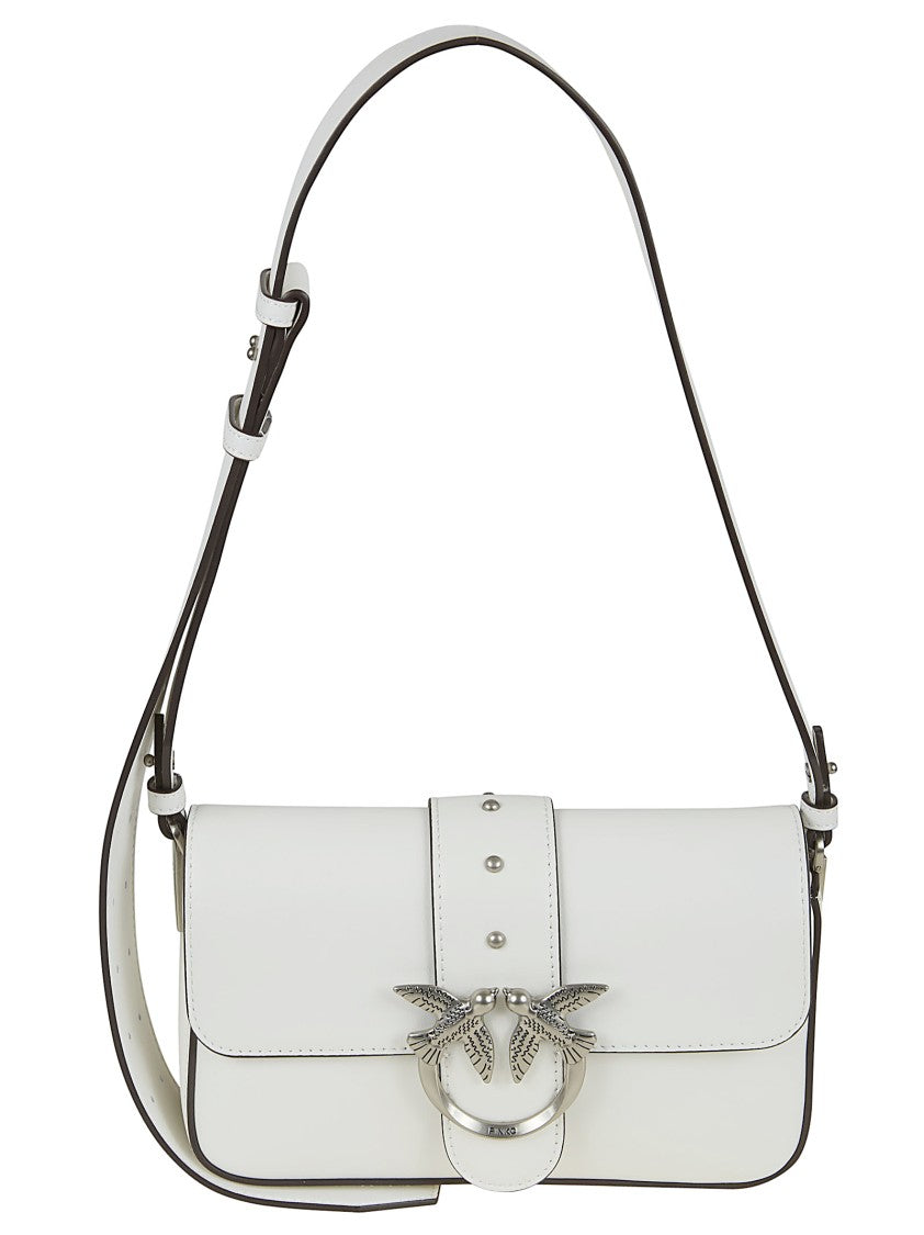 Pinko Slouchy Leather Shoulder Bag With Love Birds Closure