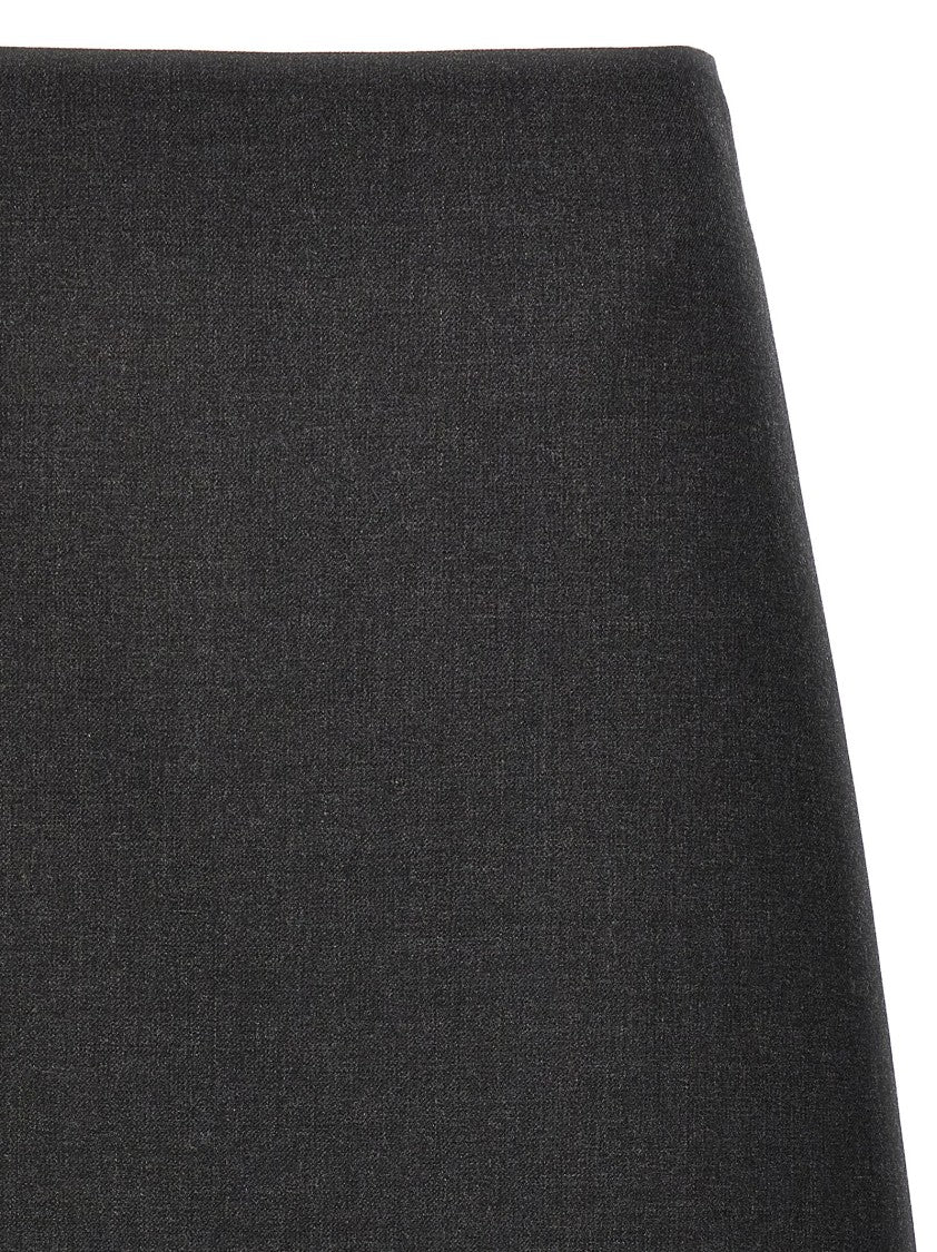 Jil Sander A-Line Grey Wool Skirt With Back Zip Closure
