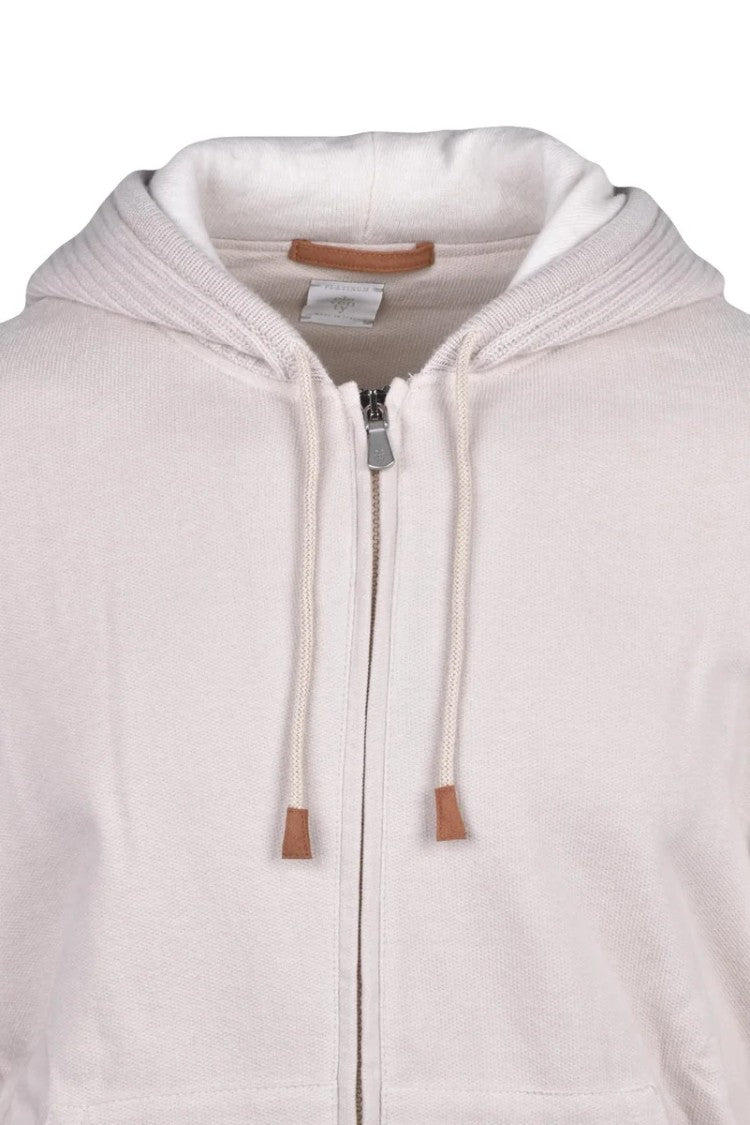 Eleventy Zip Sweatshirt Cashmere Sleeves - Beige