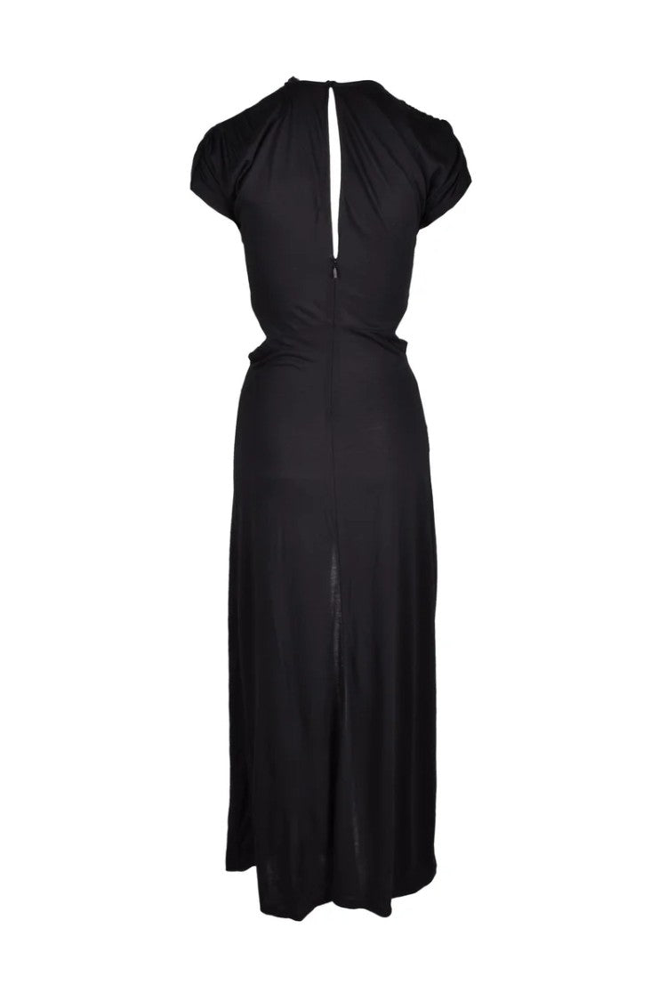 Pinko Black Midi Dress With Keyhole Neckline