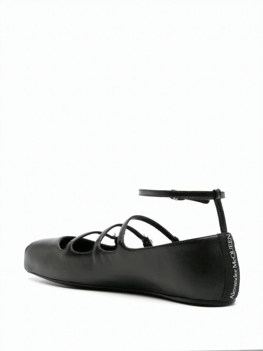 Alexander Mcqueen Flat Leather Shoes With Square Toe