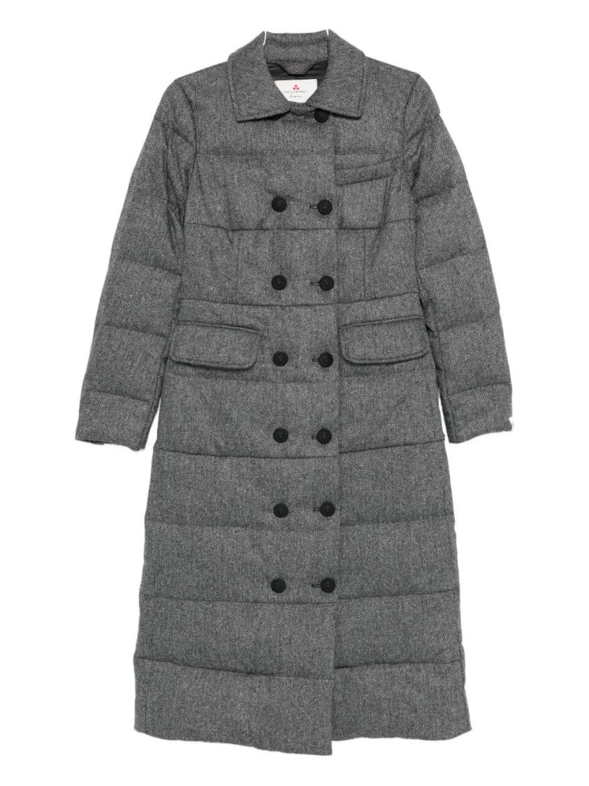 Peuterey Quilted Grey Parka With Double-Breasted Front