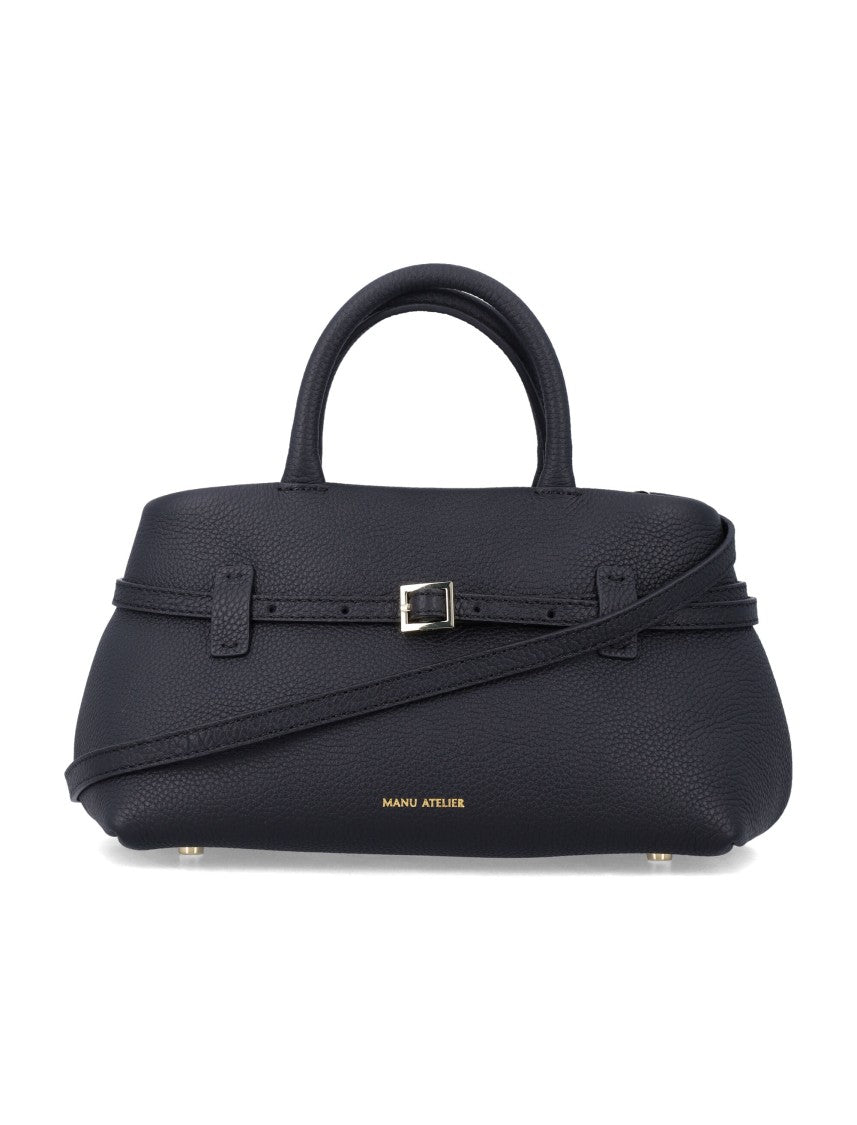 Manu Atelier Structured Pebbled Calfskin Handbag With Removable Strap