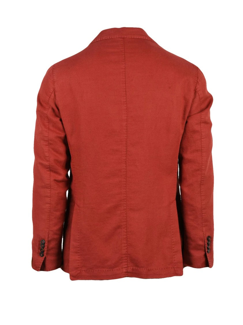 L.B.M. 1911 Red Linen Cotton Rounded Jacket