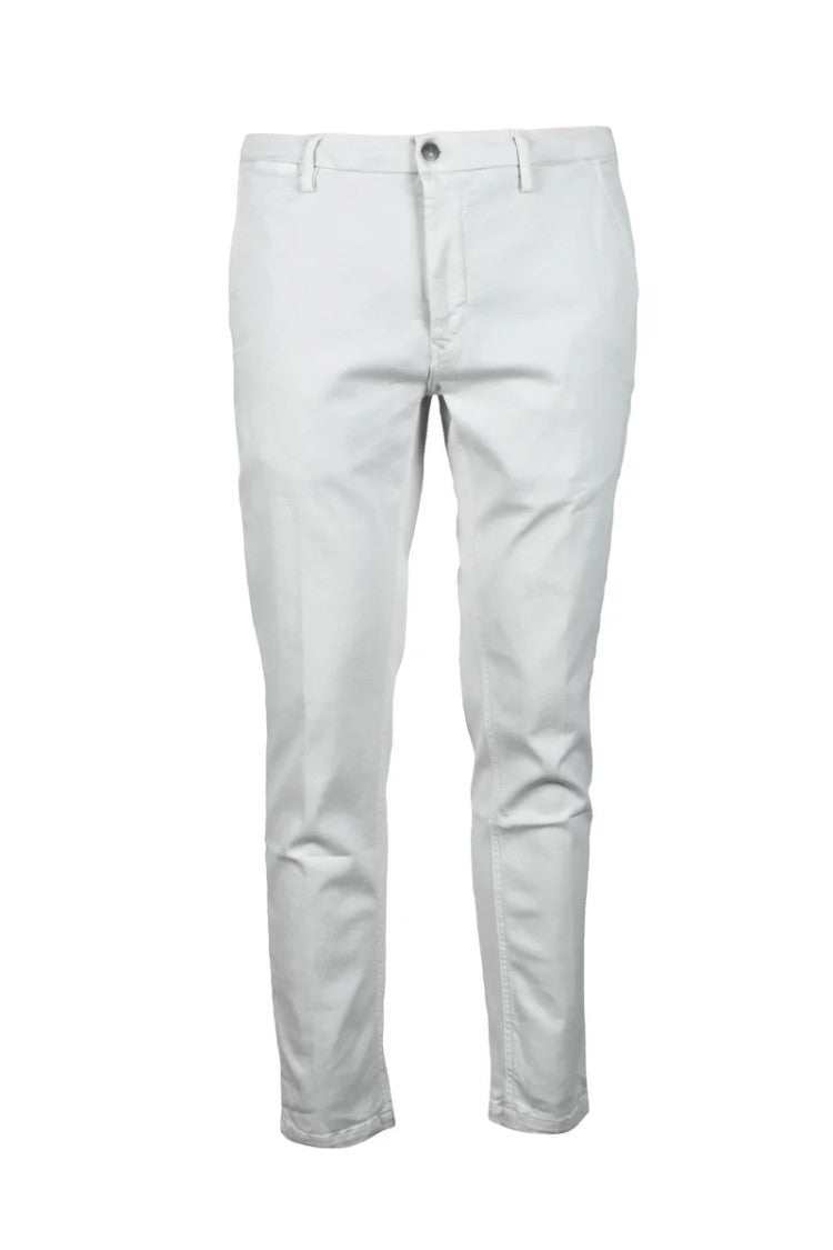 Replay Light Grey Cotton-Polyester Stretch Trousers With Classic Design