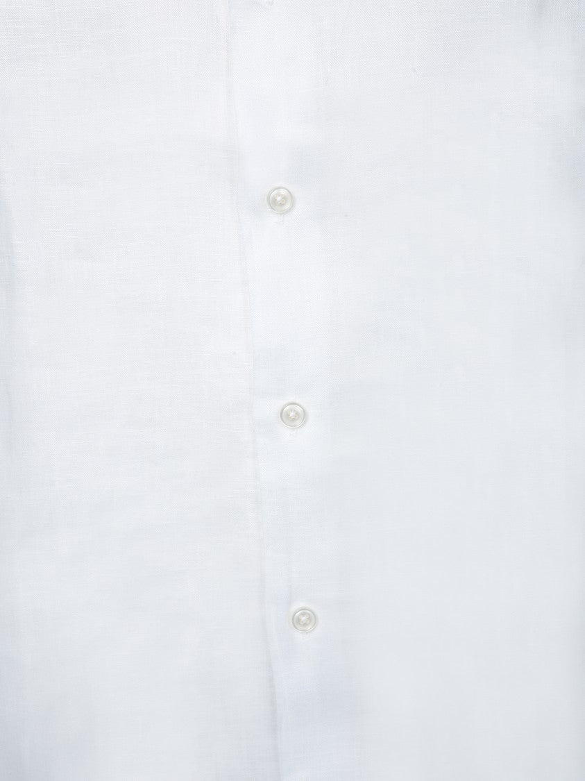 Dell'oglio Linen Shirt With Italian Collar