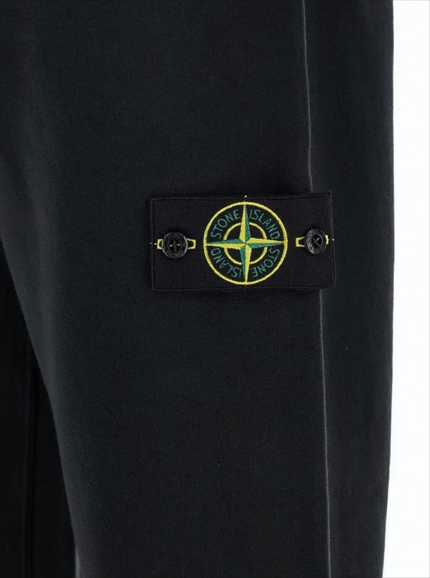 Stone Island Relaxed Fit Black Cotton Jogger Pants