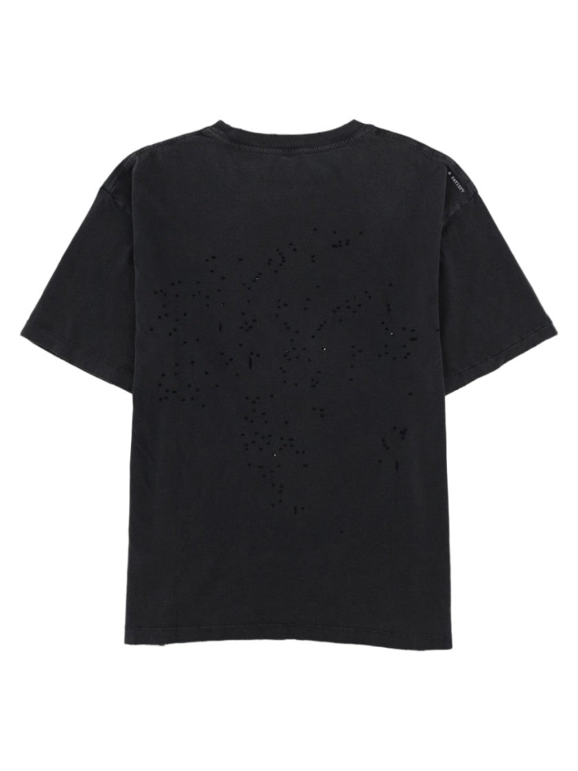 Satisfy Black Graphic Logo Boxy Fit Cotton T-Shirt