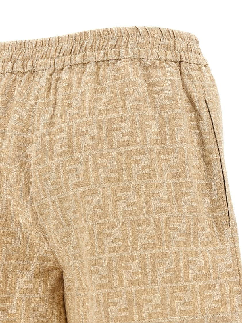 Fendi Ff Chambray Denim Shorts