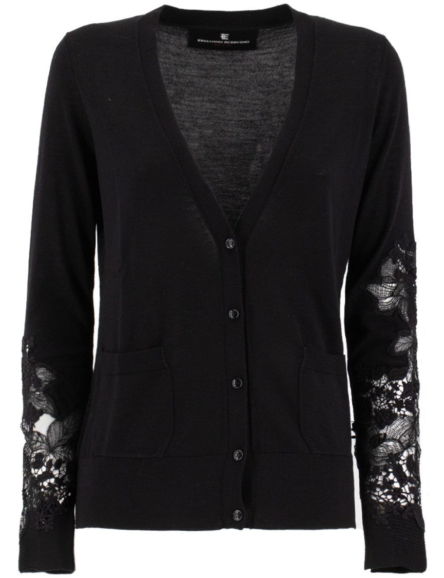 Ermanno Scervino Floral Lace Embelishment Cardigan