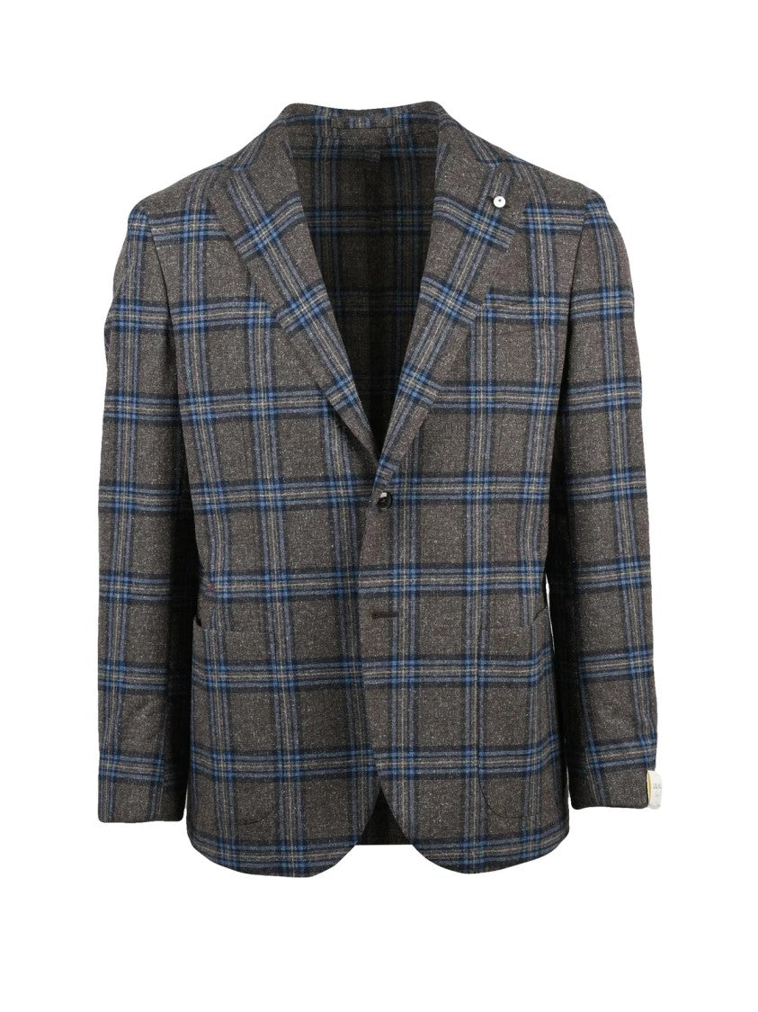 L.B.M. 1911 Brown Blue Wool Silk Jacket