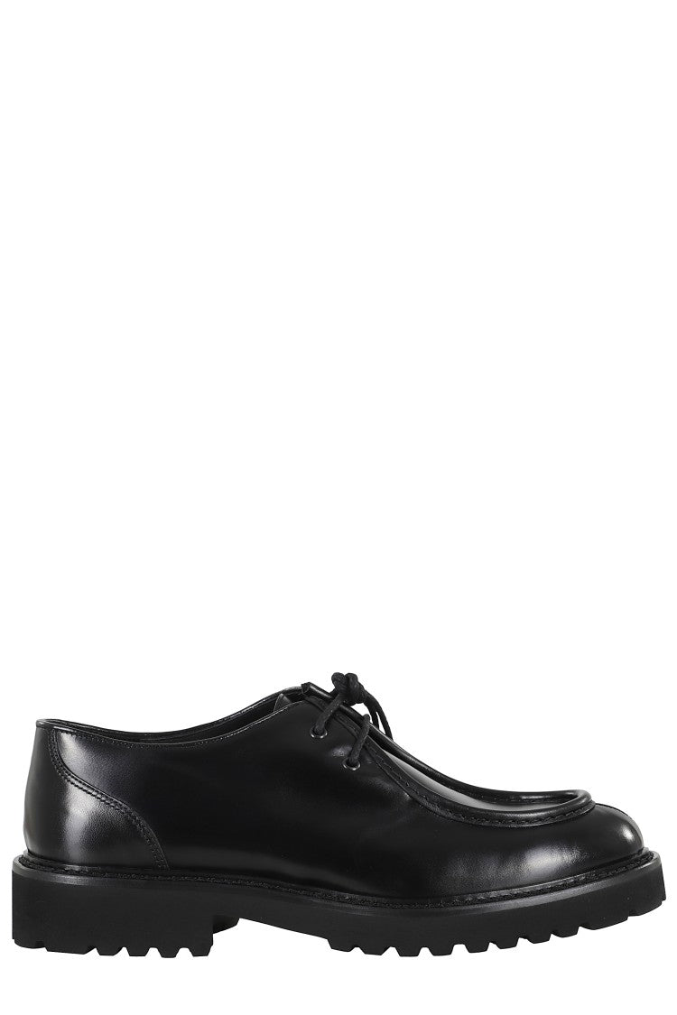 Doucal's Black Smooth Leather Derby Shoes With Lace-Up Closure