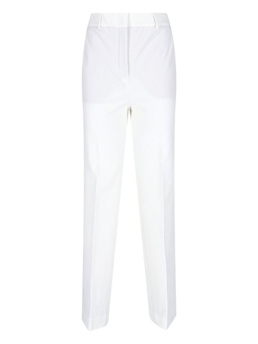 Incotex White Cotton Straight-Leg Pants With Medium Rise