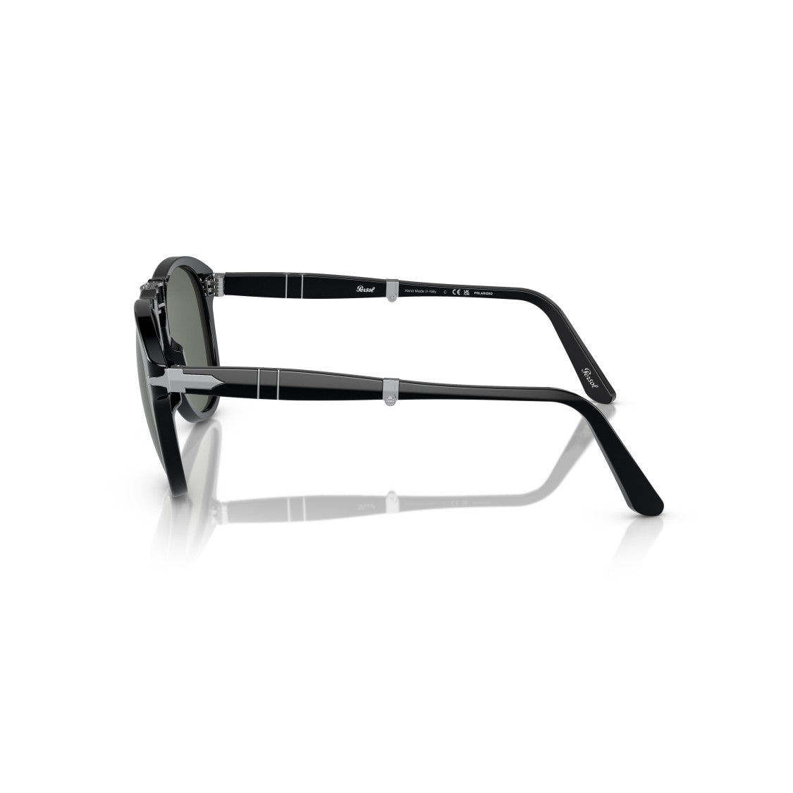 Persol 0Po0714 Rounded Black Acetate Sunglasses With Keyhole Bridge