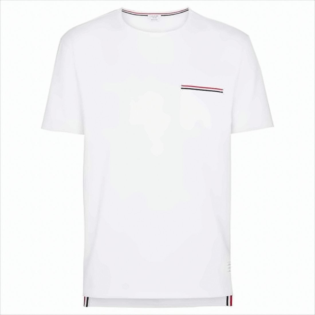 Thom Browne Short-Sleeved T-Shirt With Striped Pocket Detail