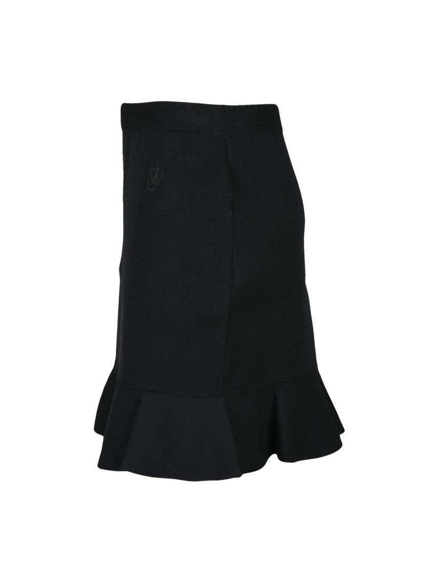 J. W. Anderson Fitted Black Mini Skirt With Subtle Ruffle Hem