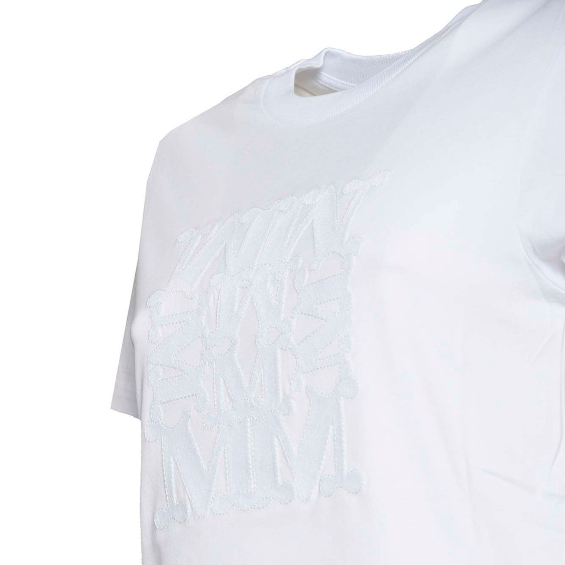 Max Mara Taverna T-Shirt In White Cotton With Logo Embroidery