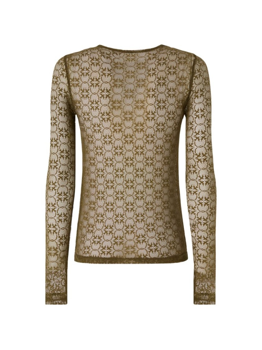 Pinko Intricate Lace Long-Sleeved Top With Fitted Silhouette