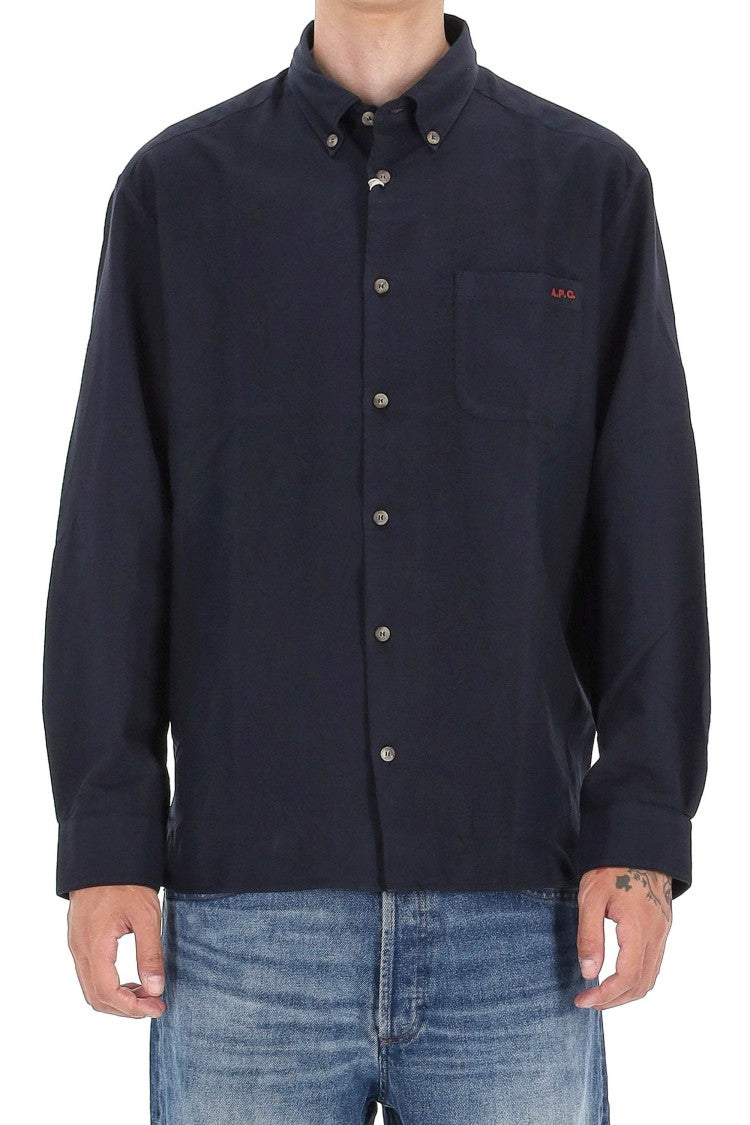 A.P.C. Relax Fit Cotton Piquet Shirt With Pocket
