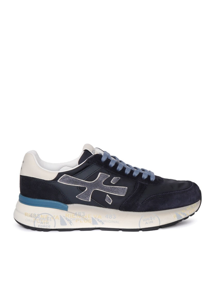 Premiata Layered White And Grey Sneakers With Sculpted Sole