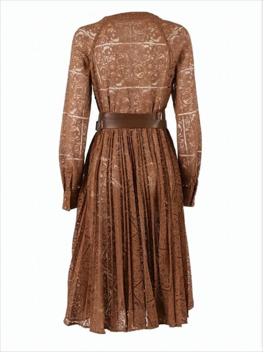 Max Mara Elegant Midi Dress With Lace