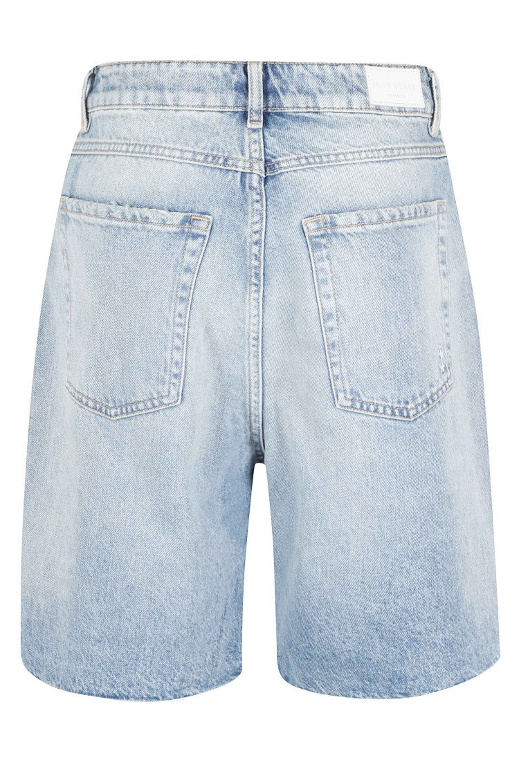 Icon Denim Blue Lea Wide-Leg Cotton Denim Shorts