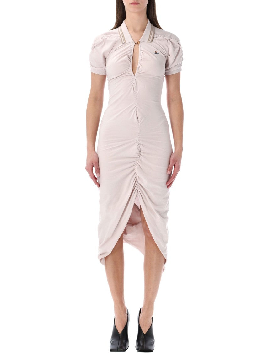 Vivienne Westwood Fitted Midi Dress With Turn-Down Collar And Ruched Detail
