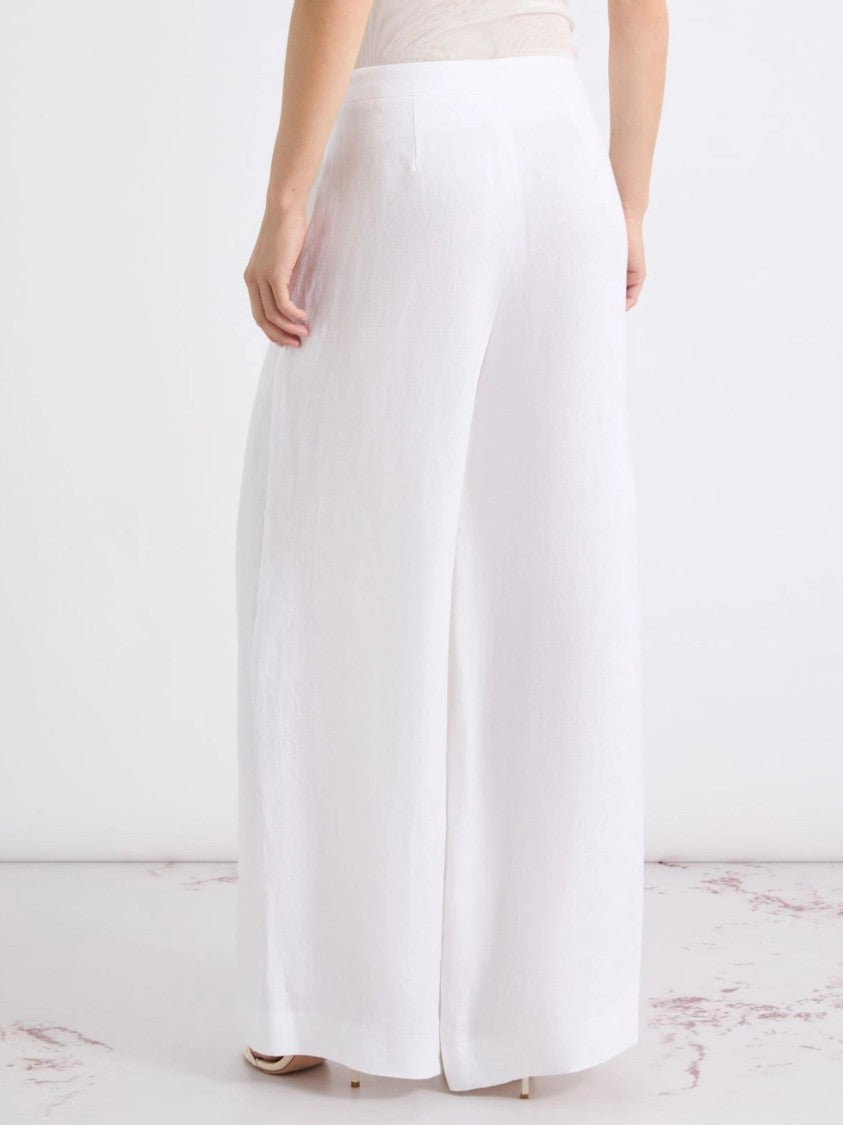 Marella Blue Mllottelia Wide-Leg High Linen Pants